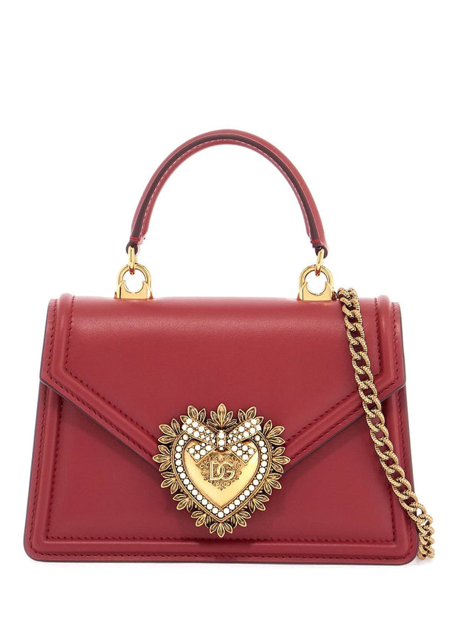 Dolce & Gabbana red poppy leather shoulder and crossbody bag with heart motif