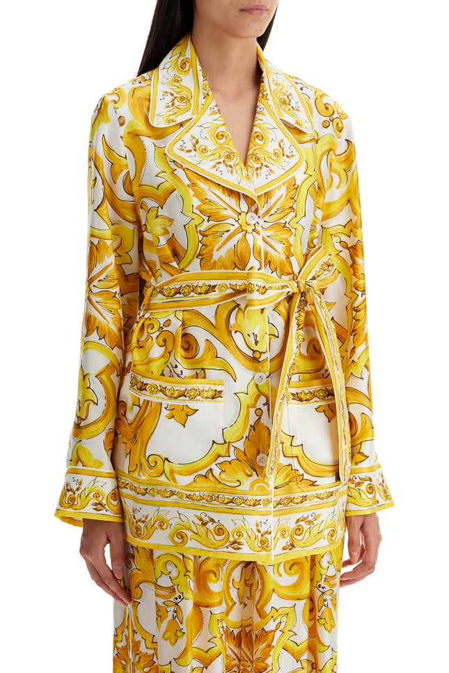 Dolce & Gabbana silk blouse with maiolica print and - White