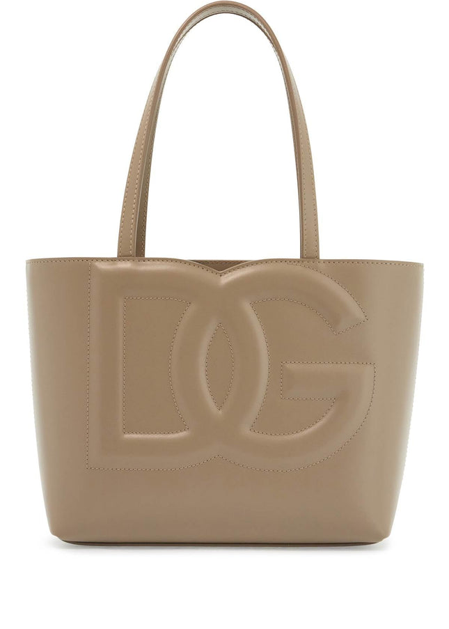 Dolce & Gabbana structured shopping bag in taupe smooth calfskin