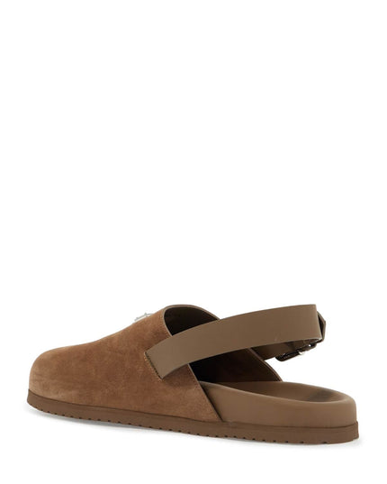 Dolce & Gabbana suede leather clogs with logo plate