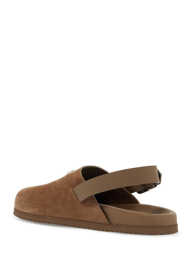 Dolce & Gabbana suede leather clogs with logo plate