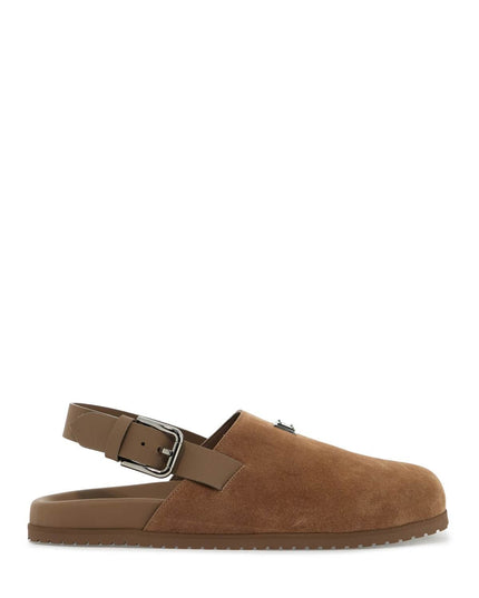 Dolce & Gabbana suede leather clogs with logo plate