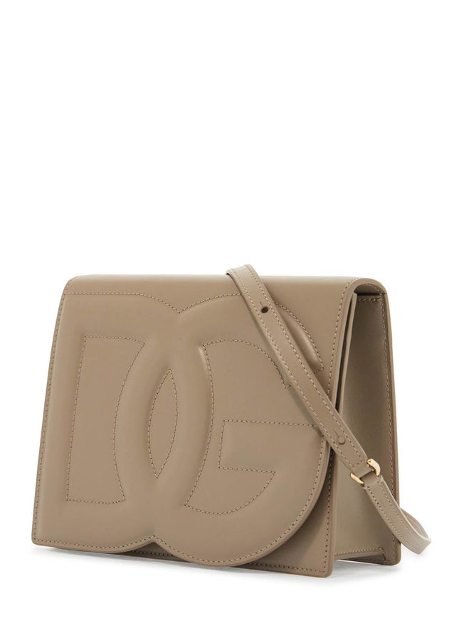 Dolce & Gabbana taupe calfskin crossbody bag with adjustable strap