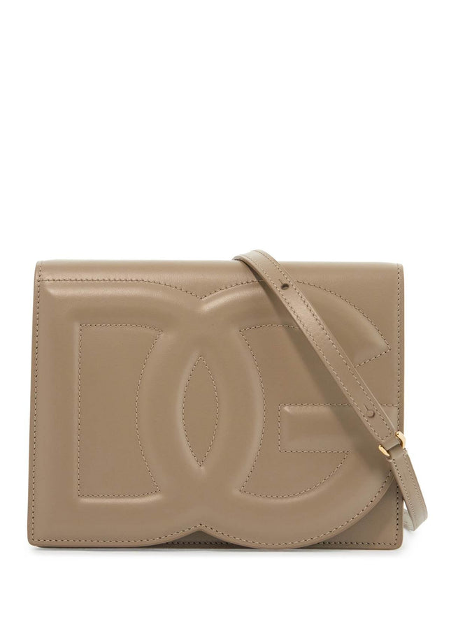 Dolce & Gabbana taupe calfskin crossbody bag with adjustable strap