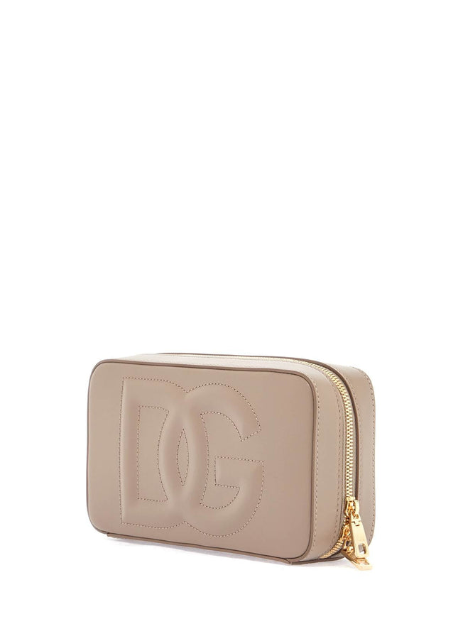 Dolce & Gabbana taupe leather shoulder bag with gold zip