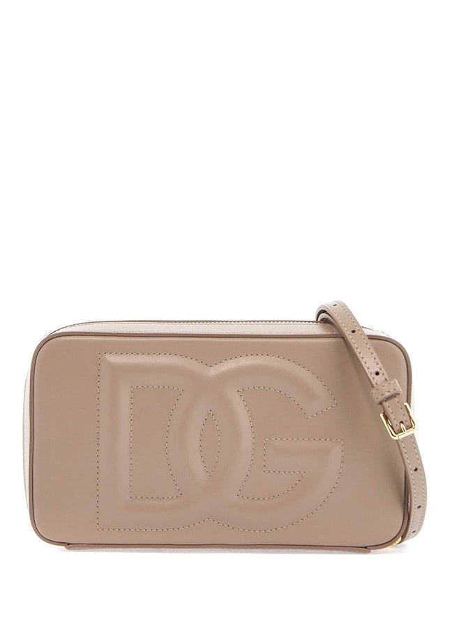 Dolce & Gabbana taupe leather shoulder bag with gold zip