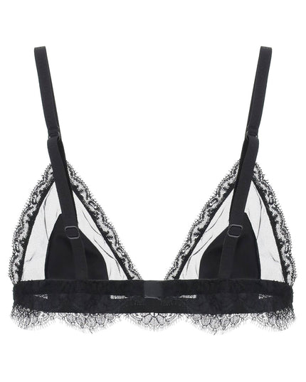 Dolce & Gabbana triangle satin and lace bra - Black