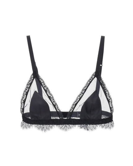 Dolce & Gabbana triangle satin and lace bra - Black