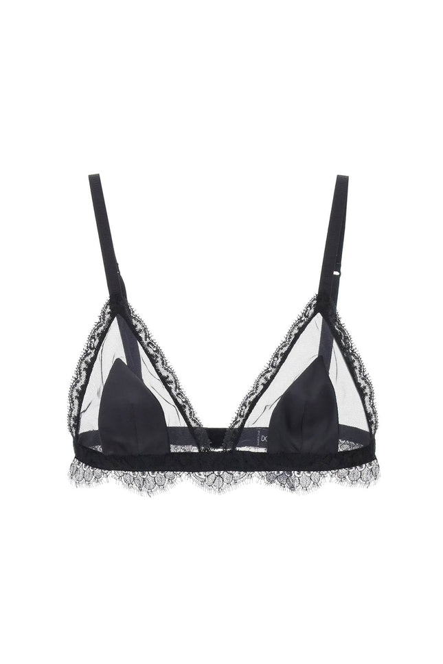 Dolce & Gabbana triangle satin and lace bra - Black