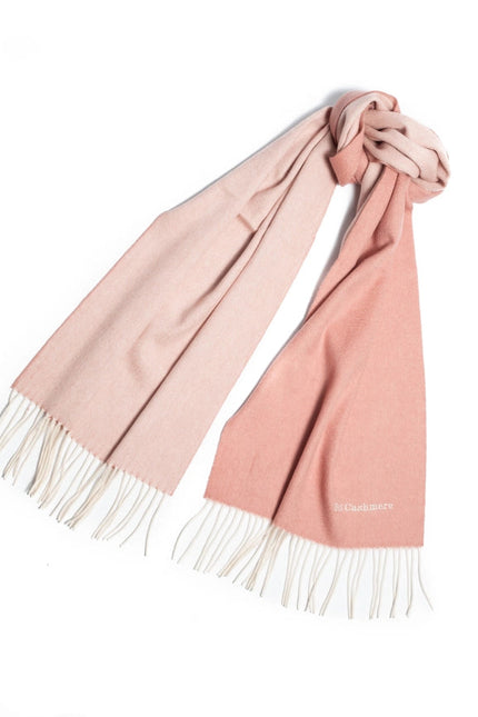 Double Face Cashmere Scarf with Fringes Pink And Cream