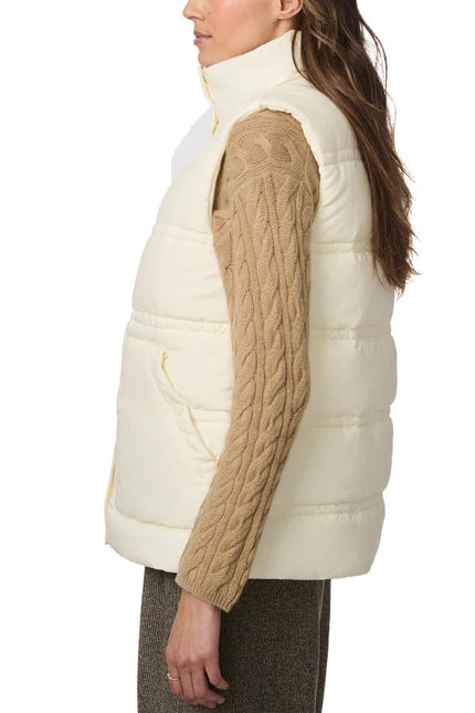 Double Stitch Puffer Vest Ecru