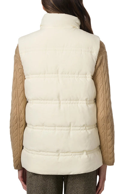 Double Stitch Puffer Vest Ecru