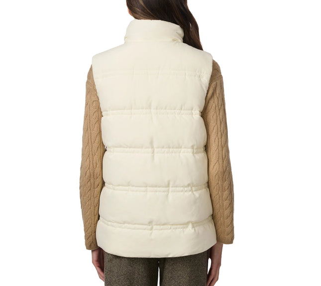 Double Stitch Puffer Vest Ecru