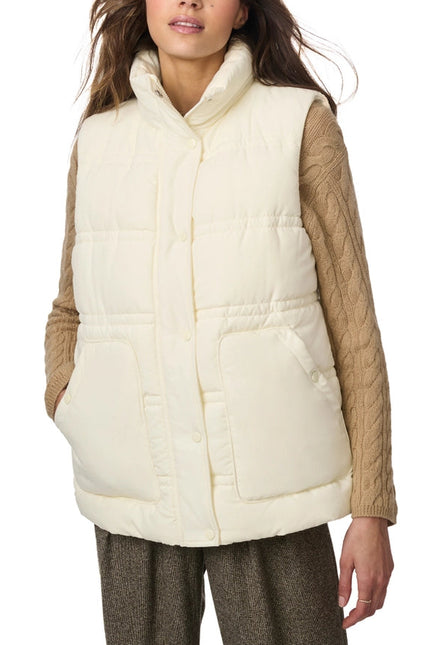 Double Stitch Puffer Vest Ecru