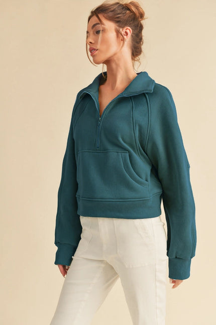 Dove Funnel Neck Half Zip-Hoodie-AEMI + CO-S-Teal-Urbanheer