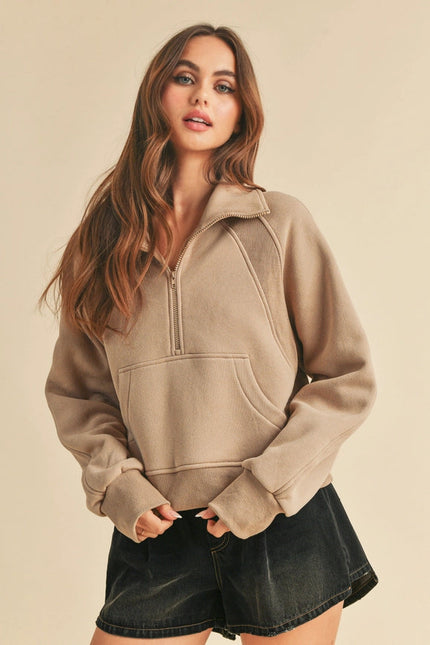 Dove Funnel Neck Half Zip-Hoodie-AEMI + CO-Urbanheer