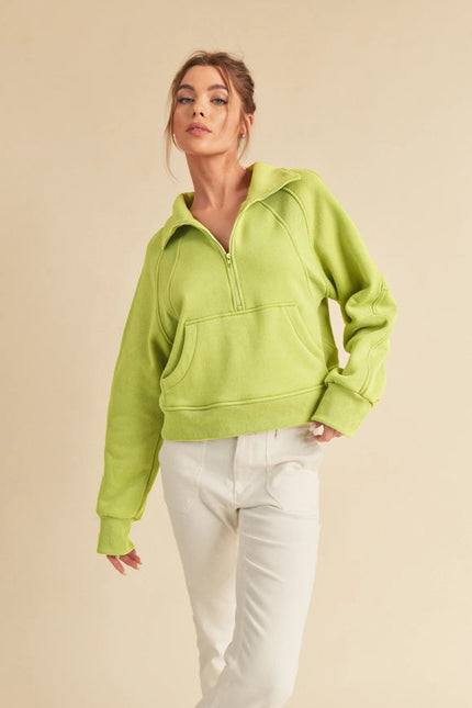 Dove Funnel Neck Half Zip-Hoodie-AEMI + CO-Urbanheer