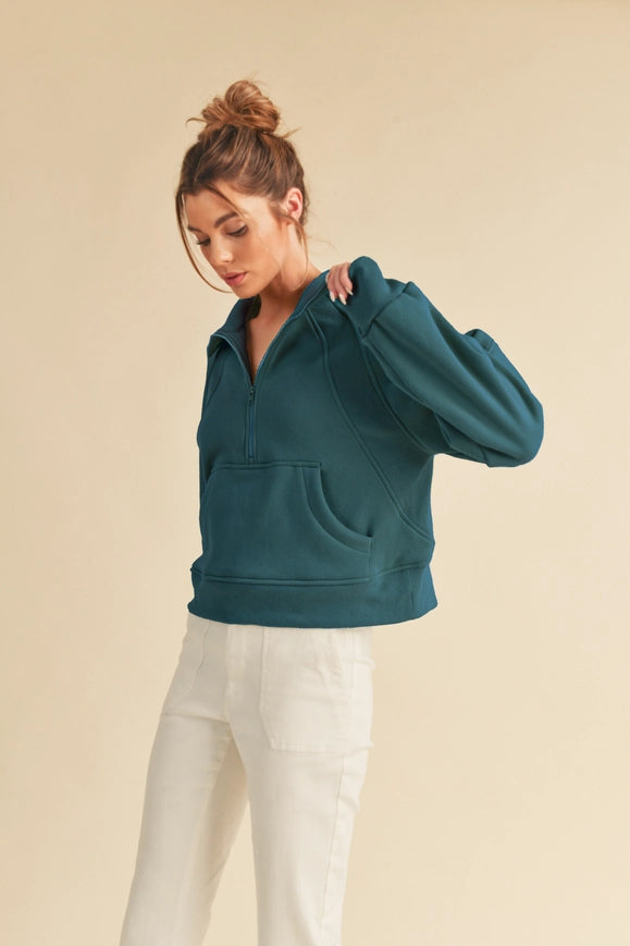 Dove Funnel Neck Half Zip-Hoodie-AEMI + CO-Urbanheer