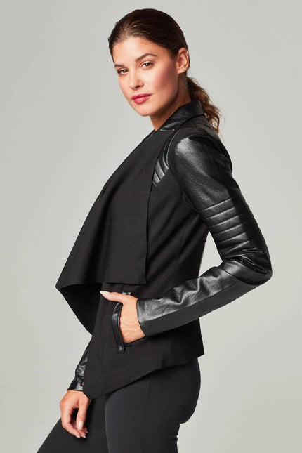 Drape Front Jacket - Black Ats