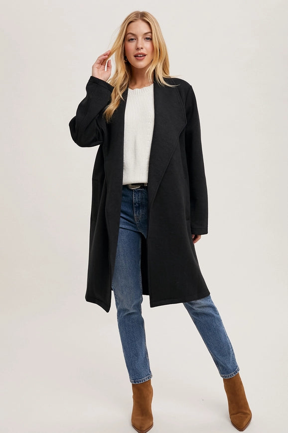 Drape Open-Front Coat Jacket Black