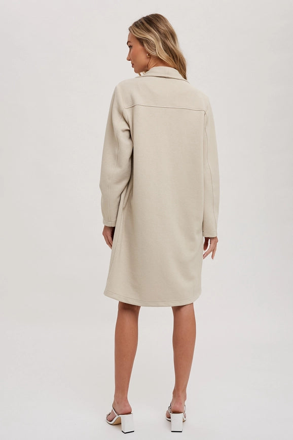 Drape Open-Front Coat Jacket OATMEAL