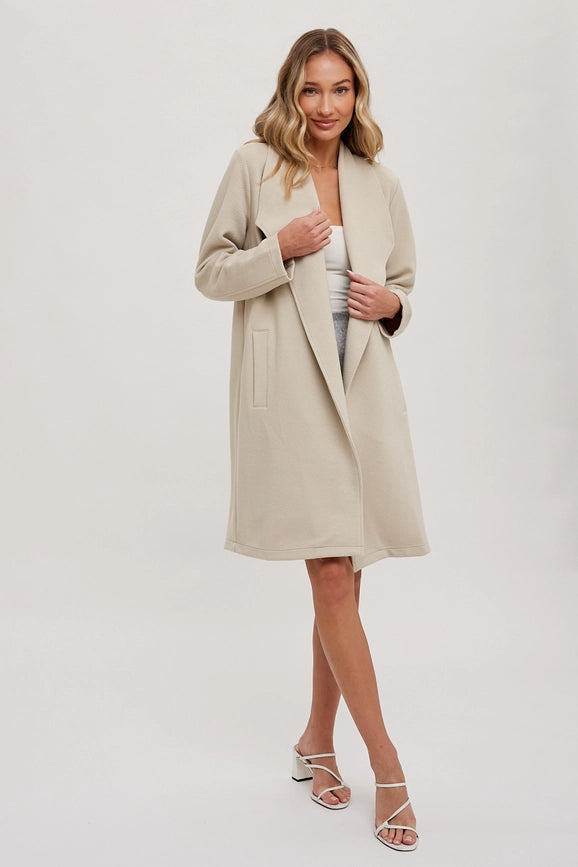 Drape Open-Front Coat Jacket OATMEAL