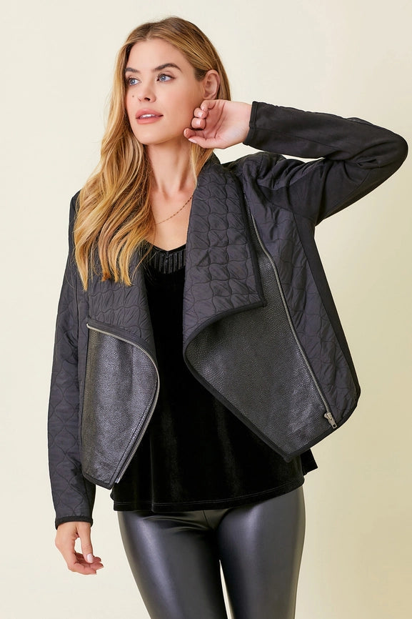 Drape Quilting Jacket Black