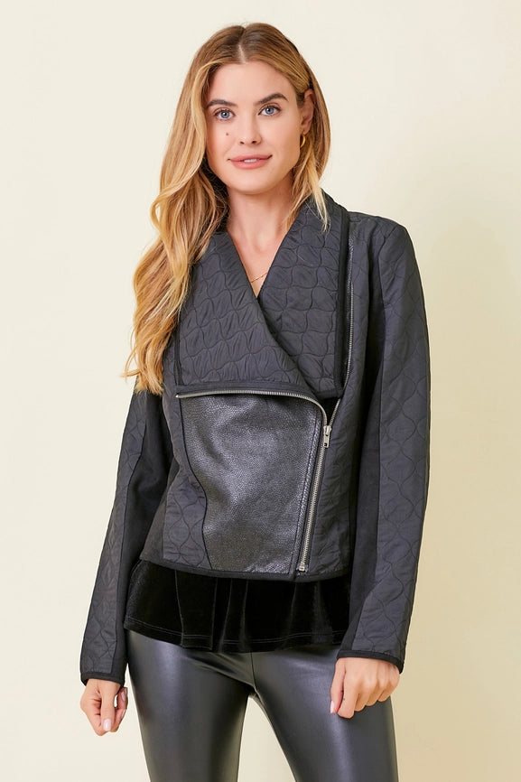 Drape Quilting Jacket Black