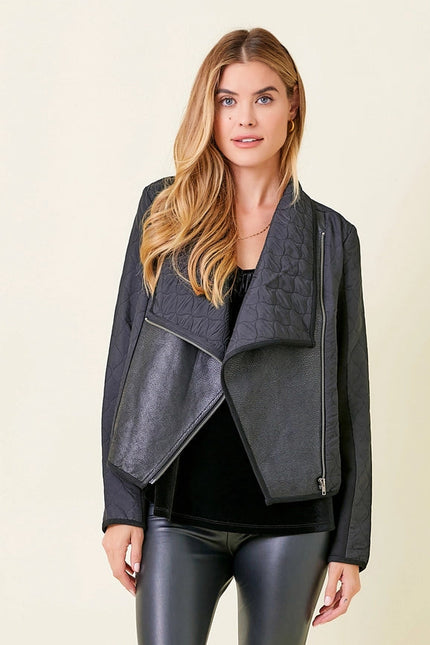 Drape Quilting Jacket Black