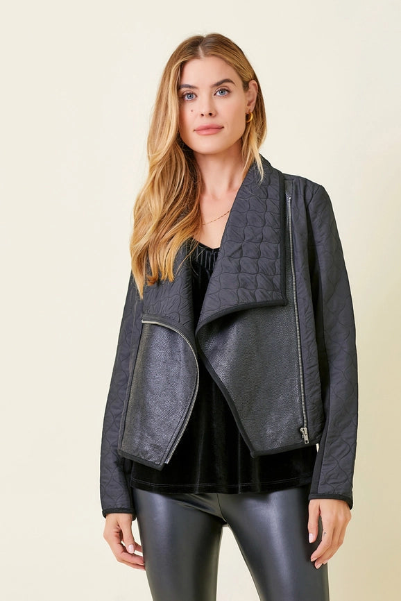 Drape Quilting Jacket Black