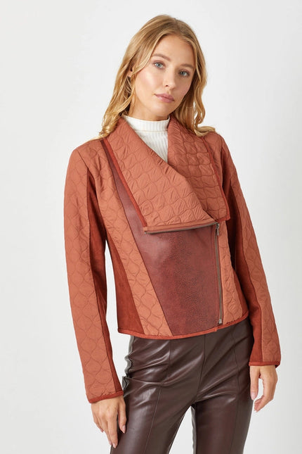 Drape Quilting Jacket Brick