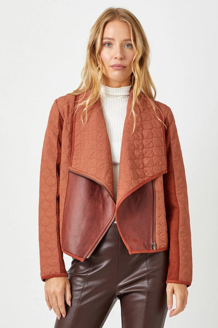 Drape Quilting Jacket Brick