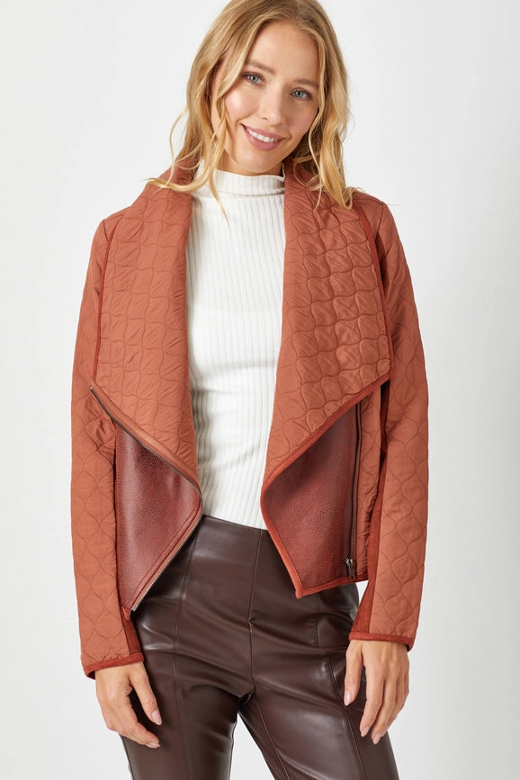 Drape Quilting Jacket Brick