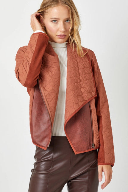 Drape Quilting Jacket Brick