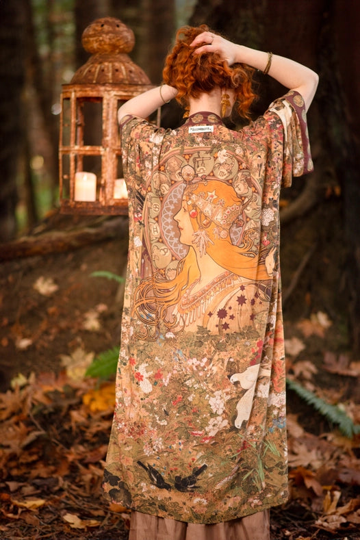 Dreamweaver Bamboo Kimono Duster Robe with Zodiac Signs