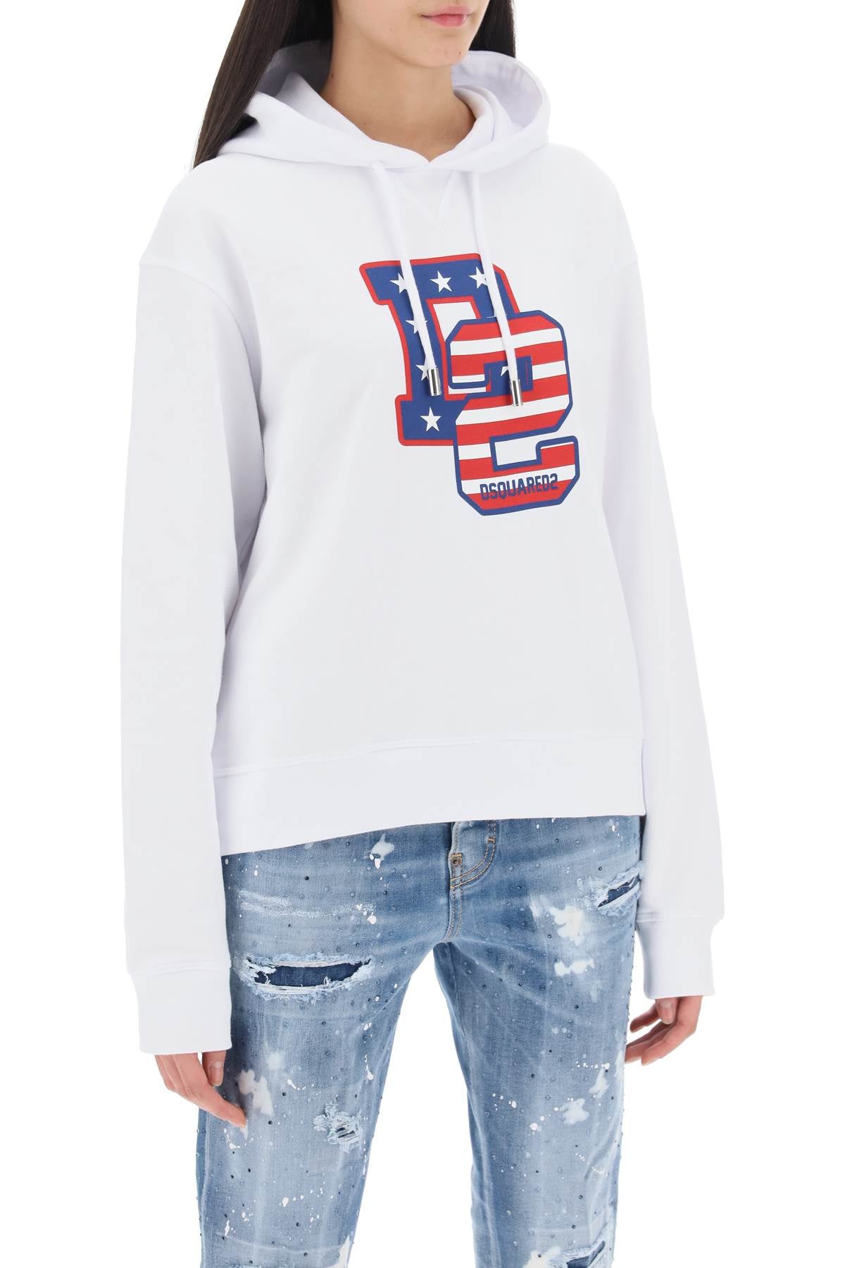 Dsquared2 cool fit hoodie with graphic print-women > clothing > tops > sweatshirts-Dsquared2-Urbanheer