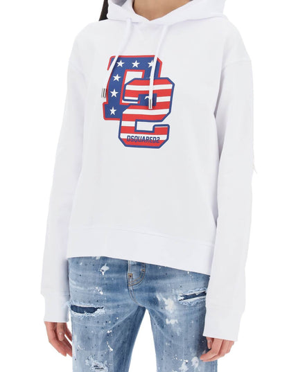 Dsquared2 cool fit hoodie with graphic print-women > clothing > tops > sweatshirts-Dsquared2-Urbanheer