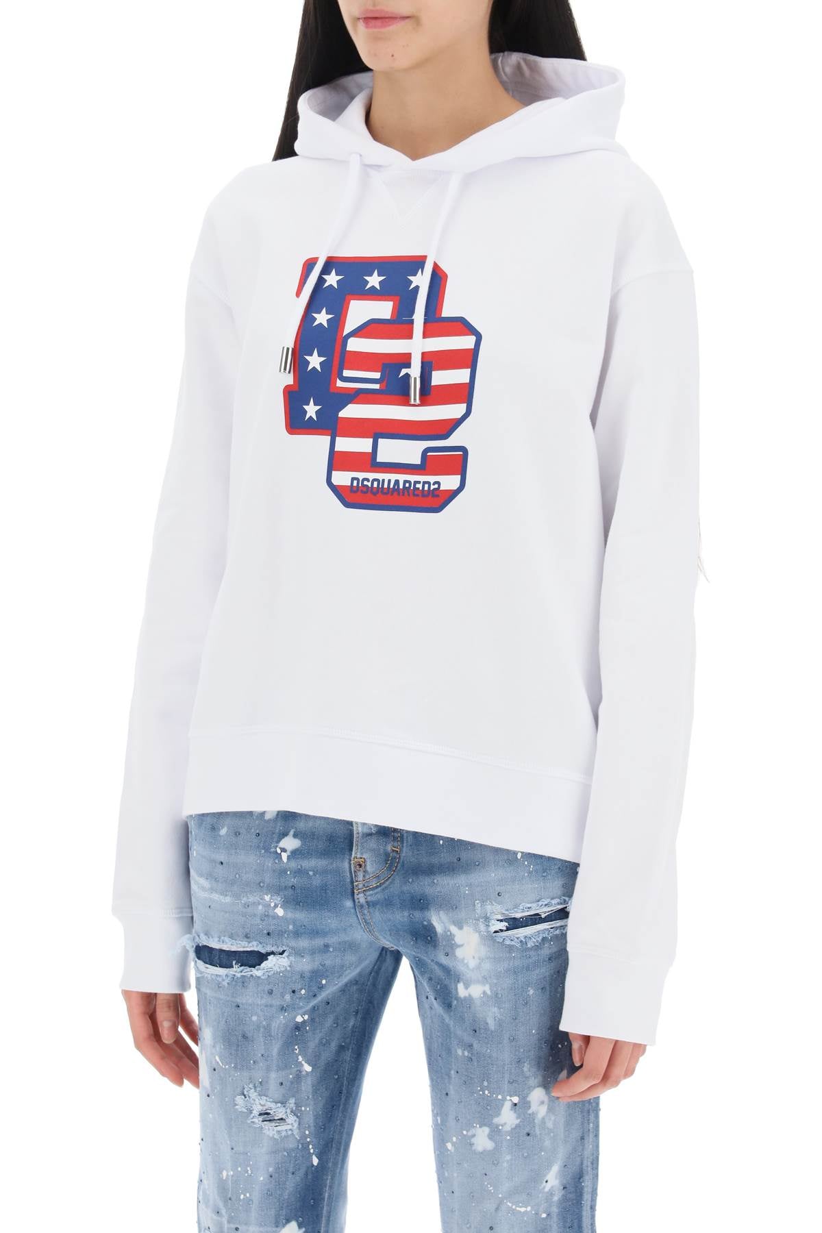 Dsquared2 cool fit hoodie with graphic print-women > clothing > tops > sweatshirts-Dsquared2-Urbanheer