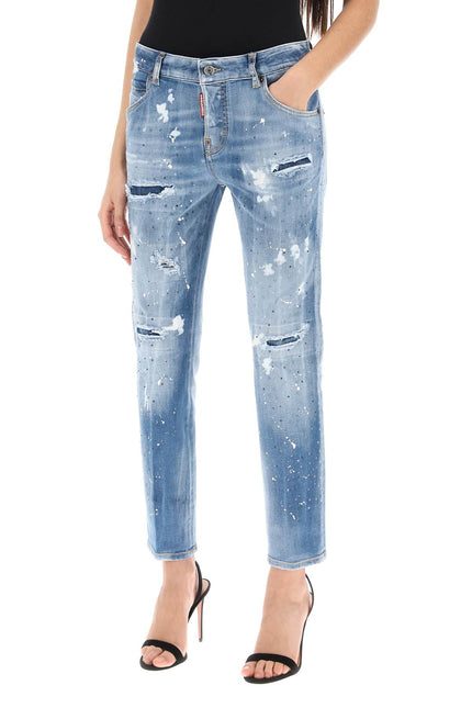 Dsquared2 cool girl jeans in medium ice spots wash-women > clothing > jeans-Dsquared2-Urbanheer