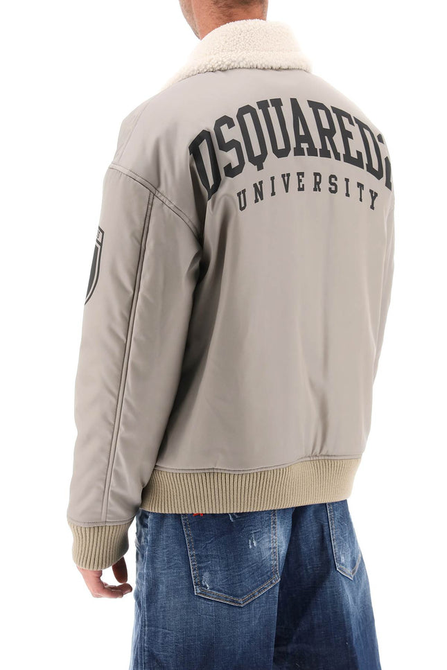 Dsquared2 padded bomber jacket with collar in lamb fur-men > clothing > jackets > bomber jackets-Dsquared2-Urbanheer