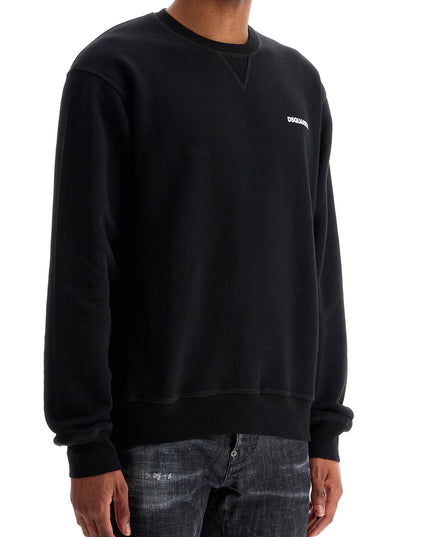 Dsquared2 black cotton crewneck sweatshirt with embroidered logo