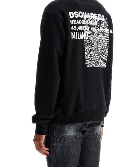 Dsquared2 black cotton crewneck sweatshirt with embroidered logo