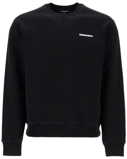 Dsquared2 black cotton crewneck sweatshirt with embroidered logo