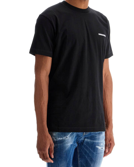 Dsquared2 black cotton t-shirt with embroidered logo