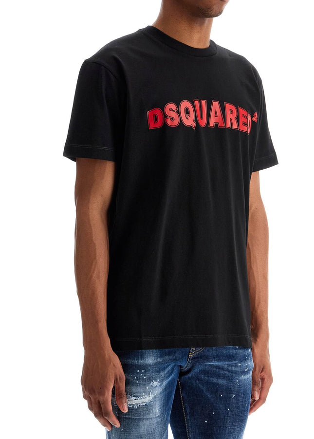 Dsquared2 men's black cotton t-shirt with red logo