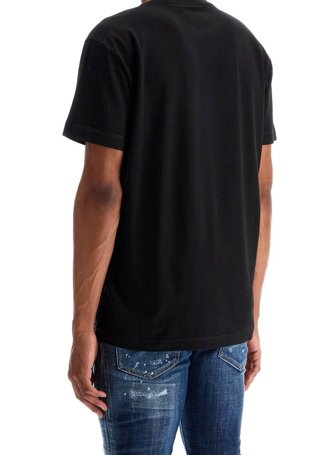 Dsquared2 men's black cotton t-shirt with red logo