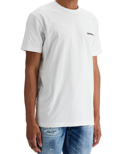 Dsquared2 men's white cotton t-shirt with embroidered logo