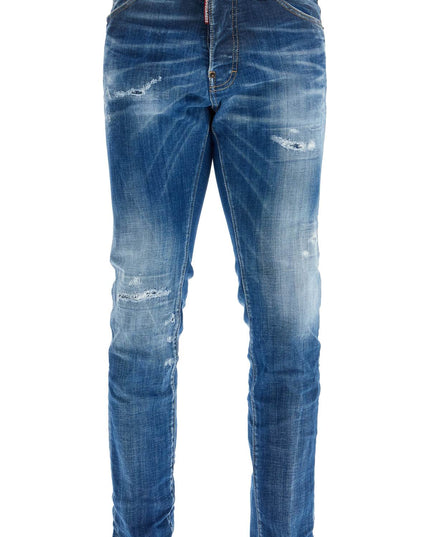 Dsquared2 navy blue cotton jeans with worn effect 5 pockets