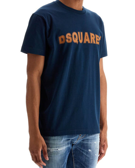 Dsquared2 t-shirt in cotone blu navy con scollo ampio