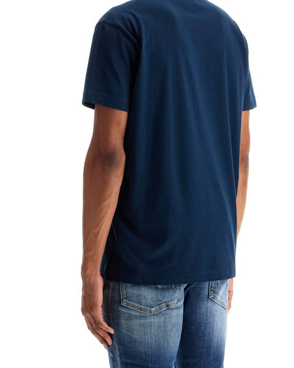 Dsquared2 t-shirt in cotone blu navy con scollo ampio